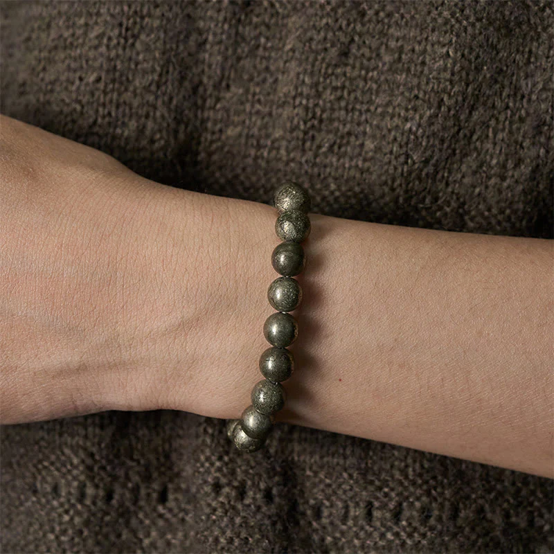 Bracciale Buddha Stones, perle rotonde di pirite, fiducia e abbondanza - Image 5