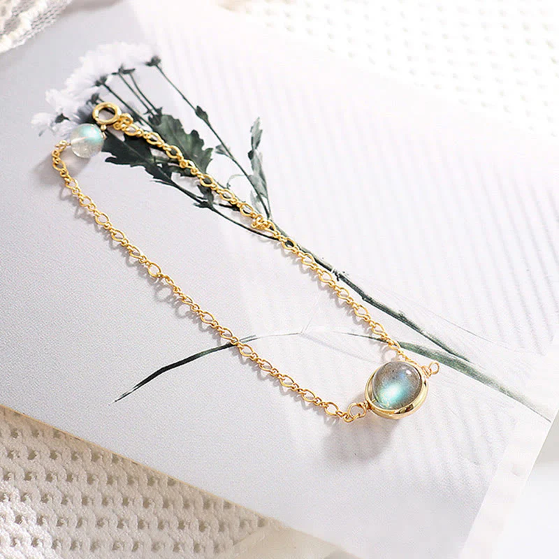 Bracciale Buddha Stones placcato oro 14k con pietra di luna naturale e guarigione dell'amore - Image 10