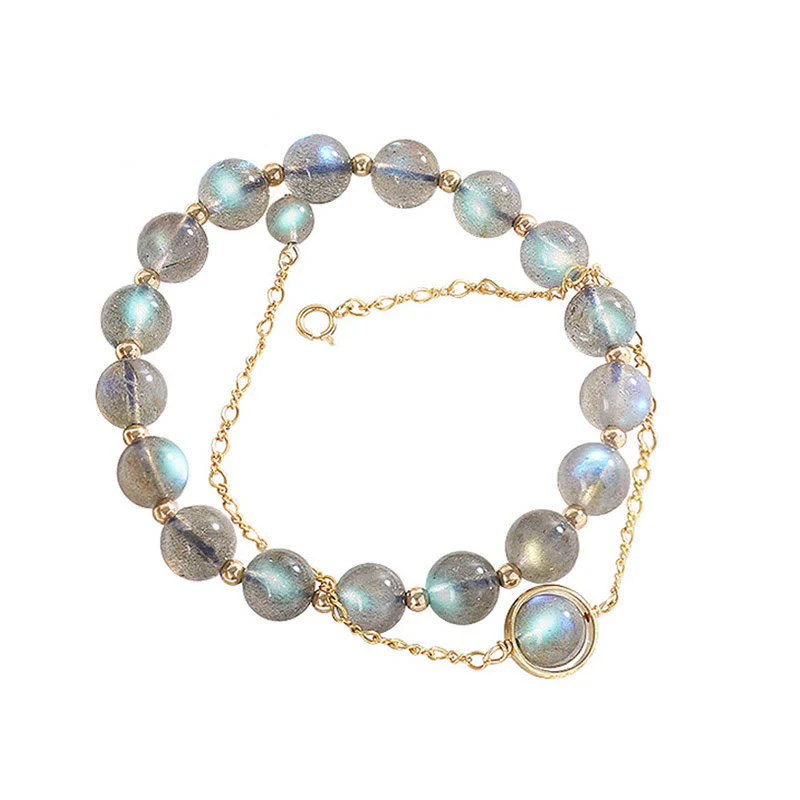 Bracciale Buddha Stones placcato oro 14k con pietra di luna naturale e guarigione dell'amore - Image 5