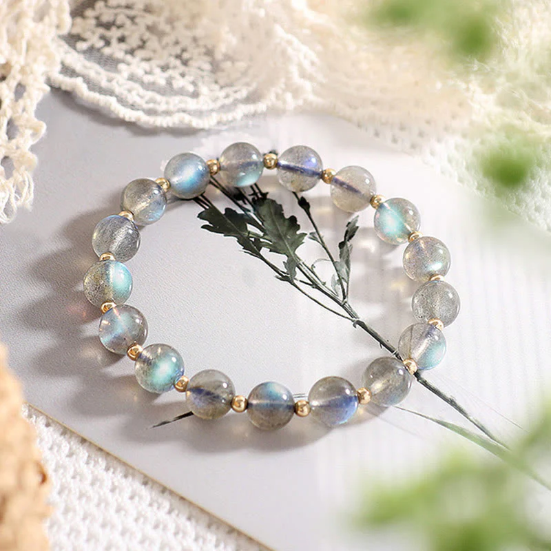 Bracciale Buddha Stones placcato oro 14k con pietra di luna naturale e guarigione dell'amore - Image 7