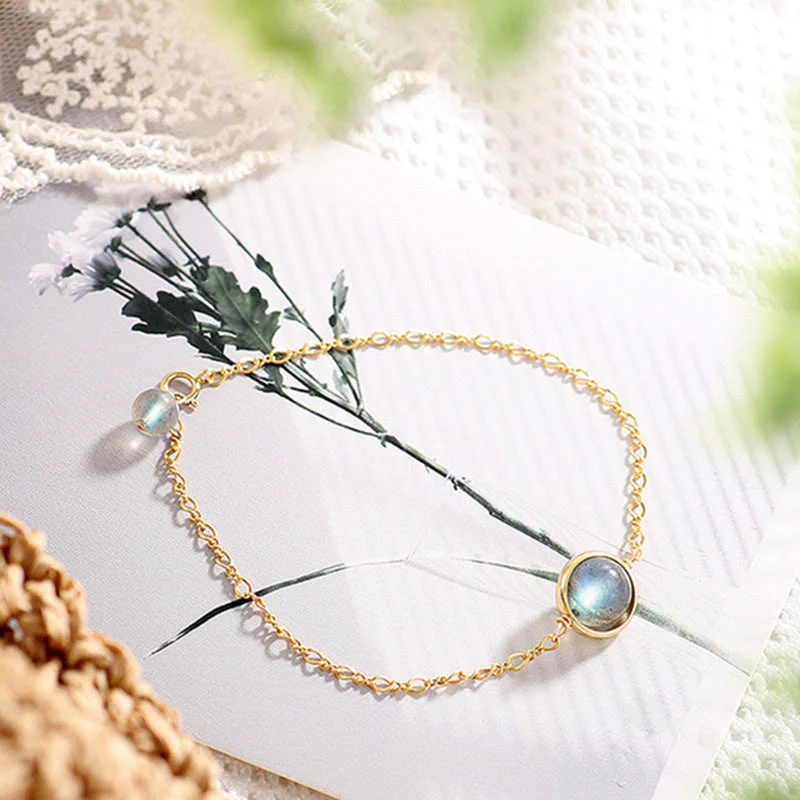Bracciale Buddha Stones placcato oro 14k con pietra di luna naturale e guarigione dell'amore - Image 9