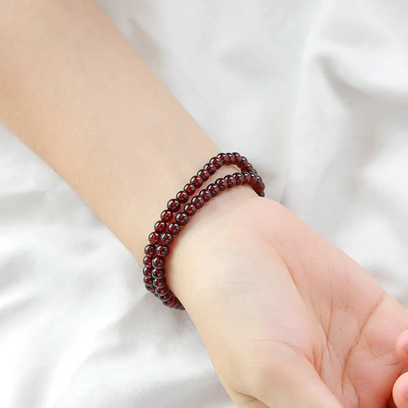 Bracciale Buddha Stones placcato oro 14K con quarzo fragola naturale e granato, stabilità a doppio giro - Image 11