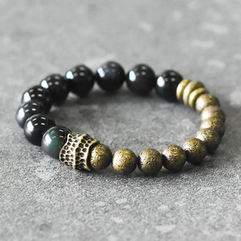 Bracciale Buddha Stones Rainbow Obsidian Copper Bead Positive Transformation - Image 2