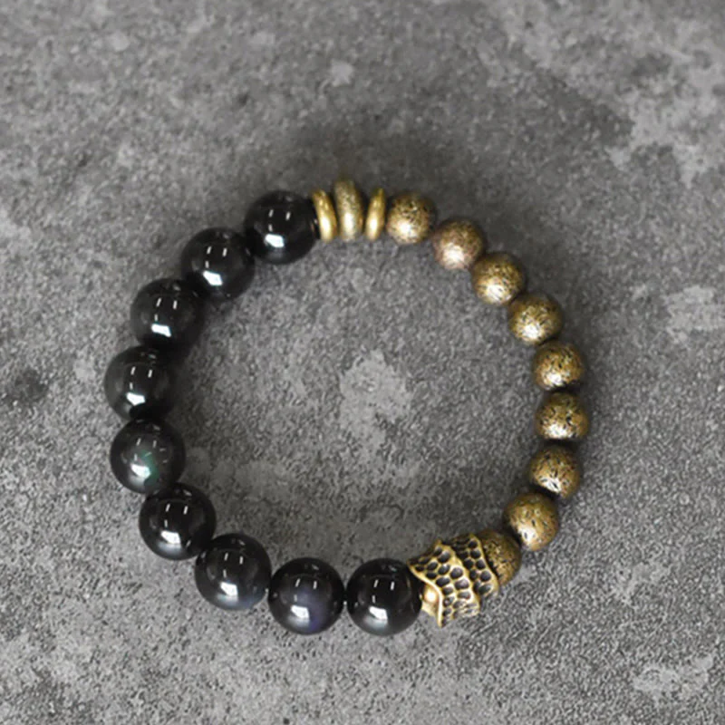 Bracciale Buddha Stones Rainbow Obsidian Copper Bead Positive Transformation - Image 3