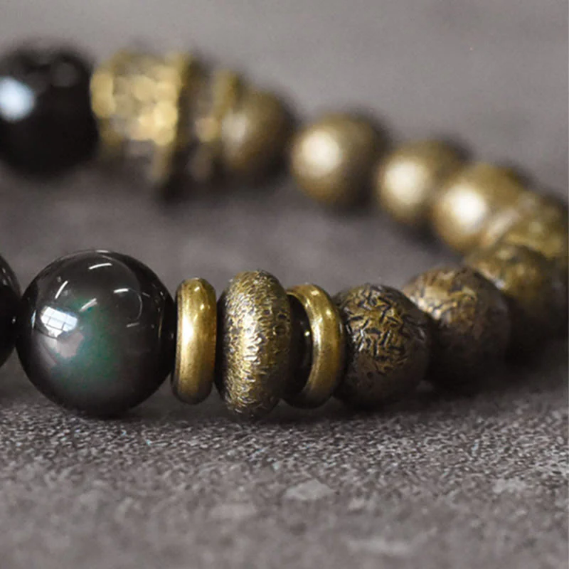 Bracciale Buddha Stones Rainbow Obsidian Copper Bead Positive Transformation - Image 6
