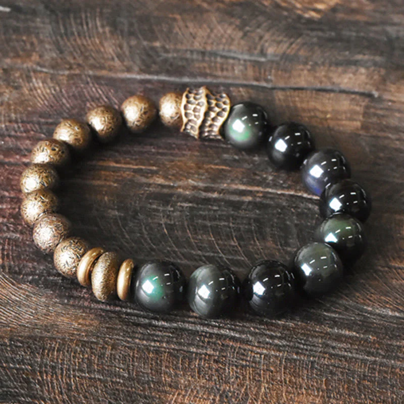 Bracciale Buddha Stones Rainbow Obsidian Copper Bead Positive Transformation - Image 9