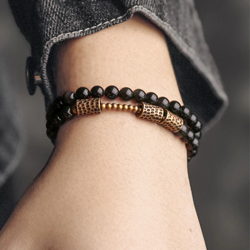 Bracciale Buddha Stones Rainbow Obsidian Copper Love Double Wrap - Image 10