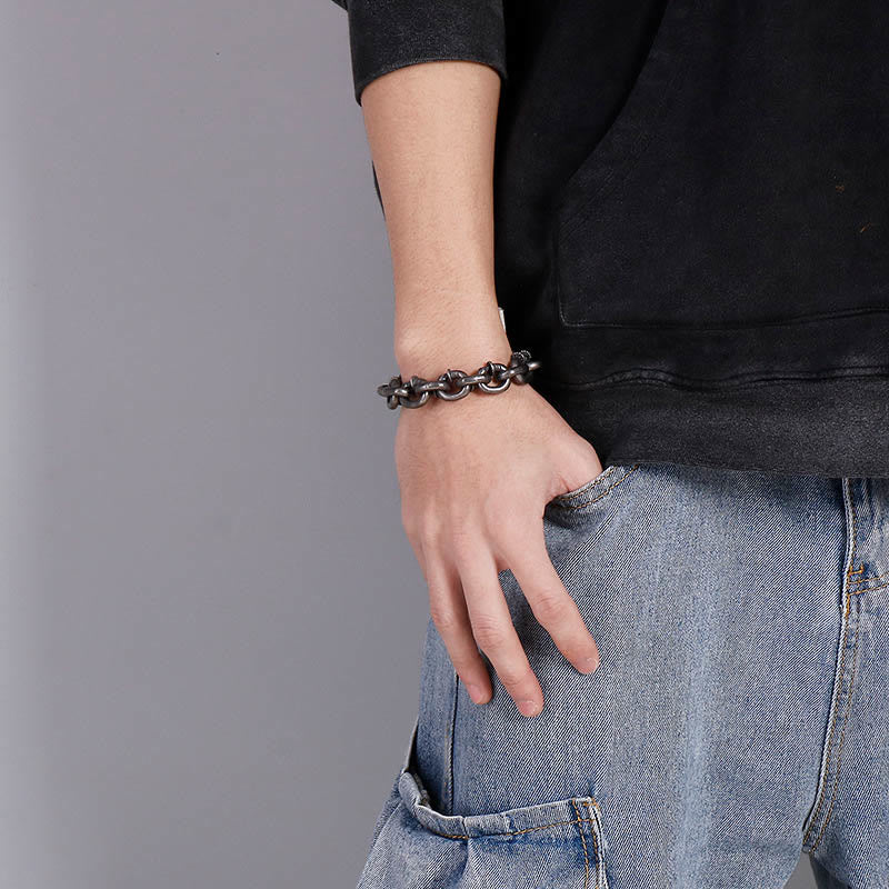 Bracciale Buddha Stones Square Rivets Titanium Steel Good Luck Balance - Image 12