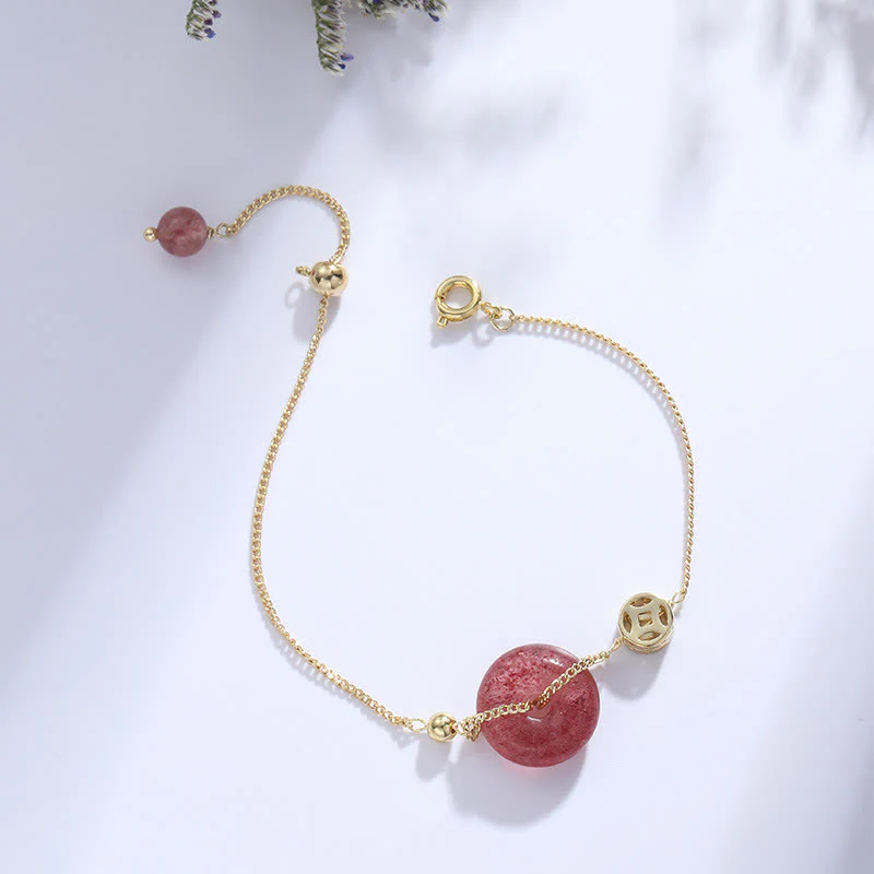 Bracciale Buddha Stones Strawberry Quartz Peace Buckle Coin Love - Image 4