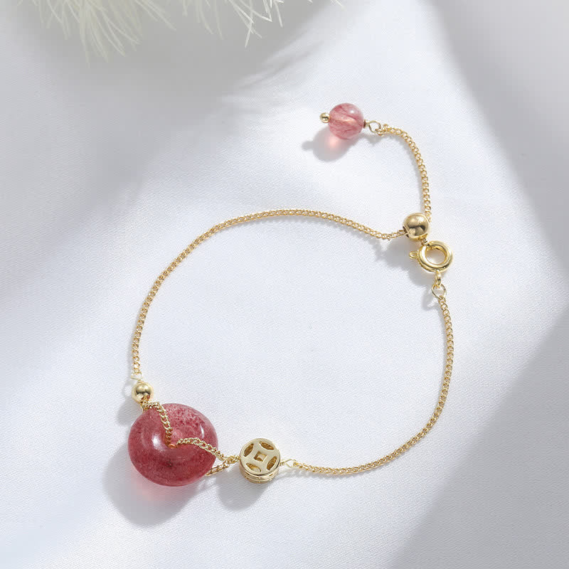 Bracciale Buddha Stones Strawberry Quartz Peace Buckle Coin Love - Image 5