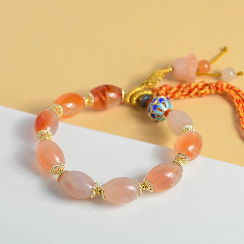 Bracciale Buddha Stones Tibetano Giada Bianca Agata Forza Fiducia - Image 2