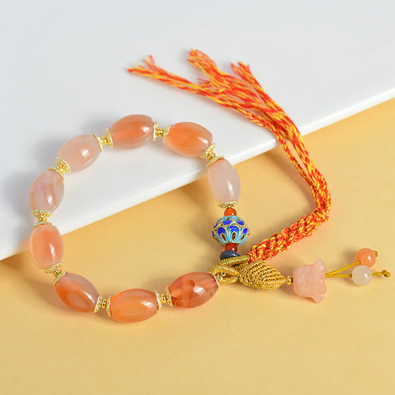Bracciale Buddha Stones Tibetano Giada Bianca Agata Forza Fiducia - Image 3