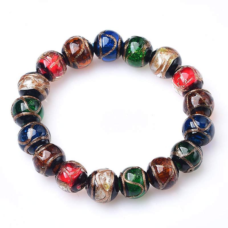 Braccialetto della fortuna con perline di vetro colorate Liuli Buddha Stones - Image 6