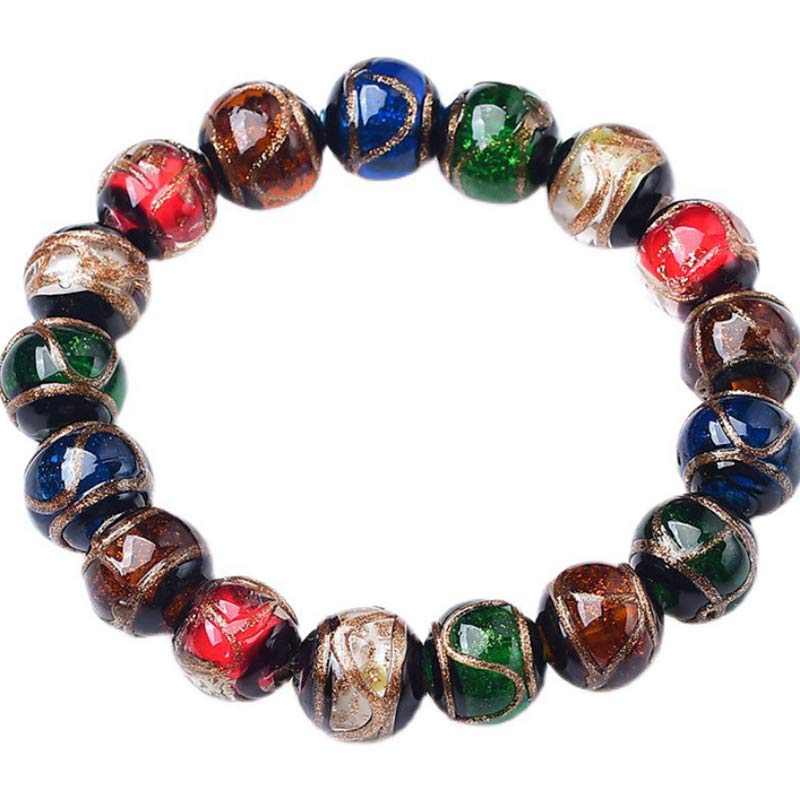 Braccialetto della fortuna con perline di vetro colorate Liuli Buddha Stones - Image 7