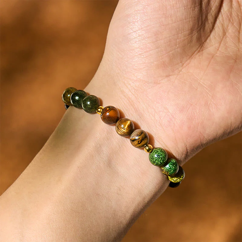 Bracciale Buddha Stones, turchese, perle di occhio di tigre, vetro, equilibrio, serenità - Image 5