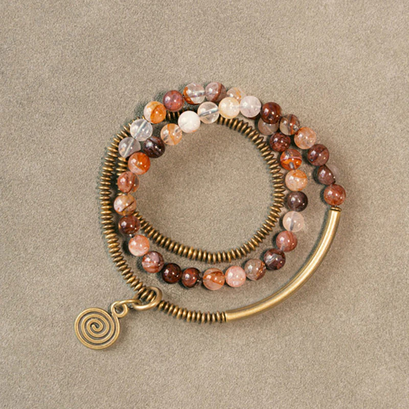 Bracciale Buddha Stones Viola Phantom Rosso Quarzo Ematoide Quarzo Rutilato Verde Rame Amore Perdona - Image 16