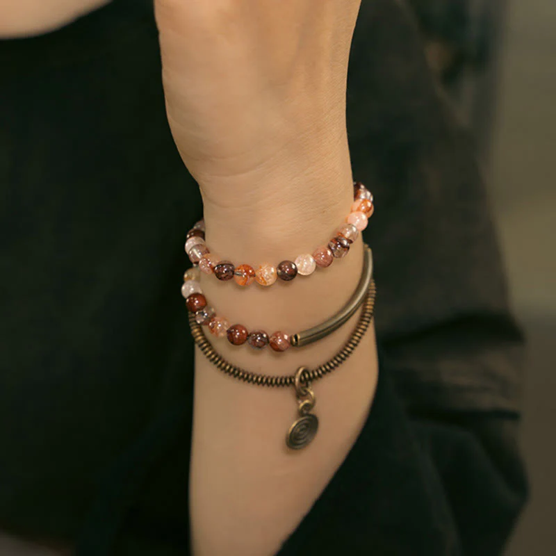 Bracciale Buddha Stones Viola Phantom Rosso Quarzo Ematoide Quarzo Rutilato Verde Rame Amore Perdona - Image 19
