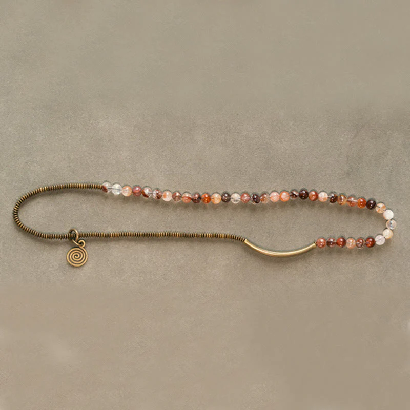 Bracciale Buddha Stones Viola Phantom Rosso Quarzo Ematoide Quarzo Rutilato Verde Rame Amore Perdona - Image 20
