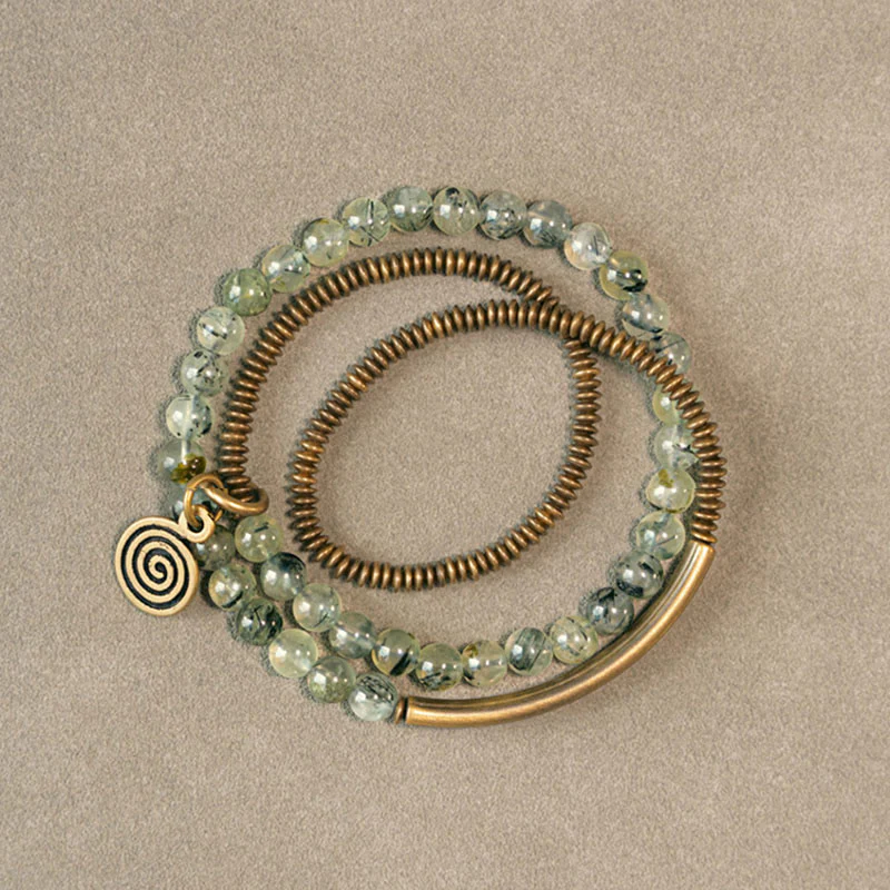 Bracciale Buddha Stones Viola Phantom Rosso Quarzo Ematoide Quarzo Rutilato Verde Rame Amore Perdona - Image 21