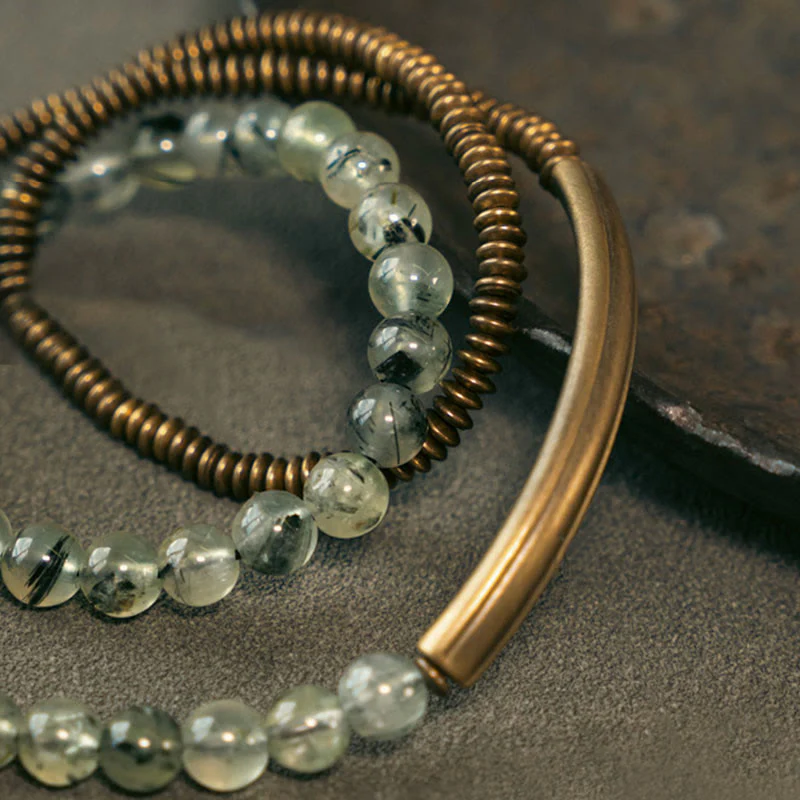 Bracciale Buddha Stones Viola Phantom Rosso Quarzo Ematoide Quarzo Rutilato Verde Rame Amore Perdona - Image 22