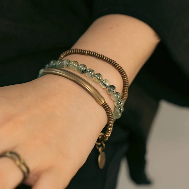 Bracciale Buddha Stones Viola Phantom Rosso Quarzo Ematoide Quarzo Rutilato Verde Rame Amore Perdona - Image 23