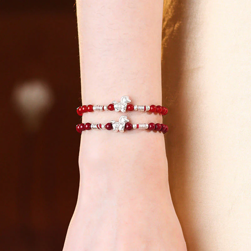 Bracciale Buddha Stones Year Of The Horse in agata rossa, argento sterling 999, cinabro e calma - Image 18