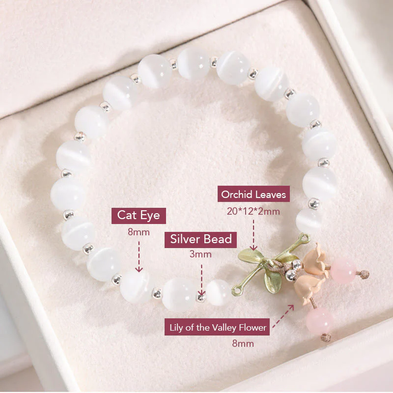 Bracciale con ciondolo Buddha Stones Cat's Eye, Aventurina verde, Calcedonio blu, Cristallo rosa, Orchidea della pace - Image 6