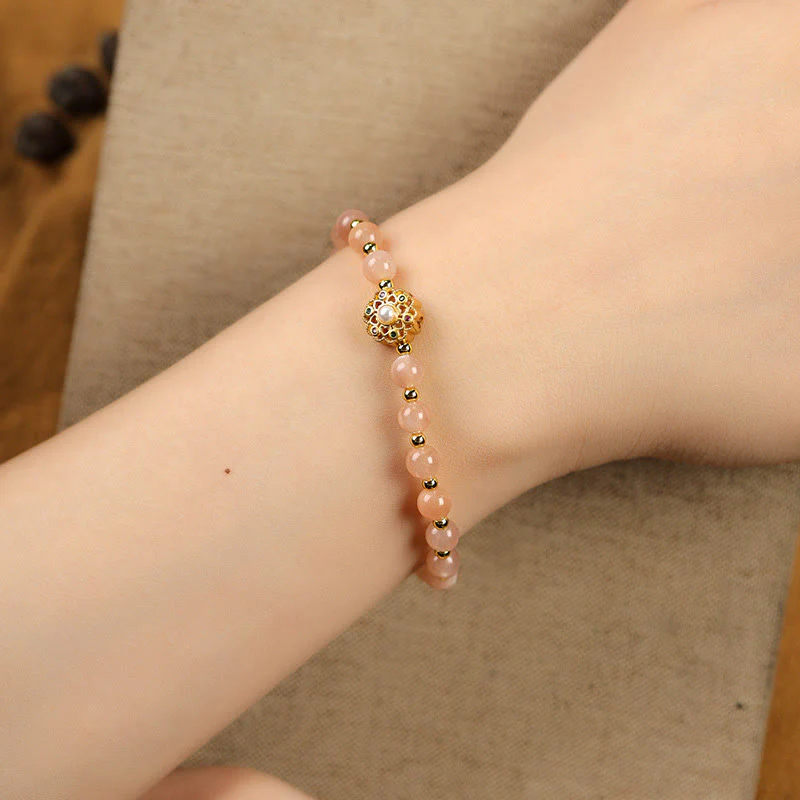 Bracciale con ciondolo positivo Fu Character Buddha Stones placcato oro 14K, quarzo fragola naturale Labradorite Sun Stone - Image 15