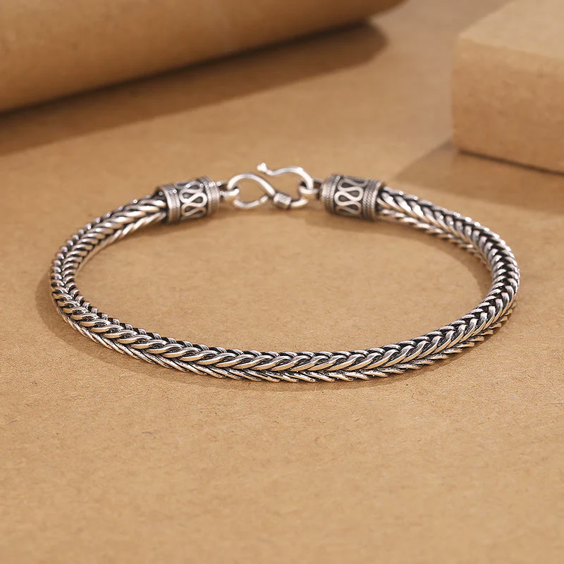 Bracciale con fibbia della ricchezza intrecciata a forma di chiglia di drago vintage Buddha Stones