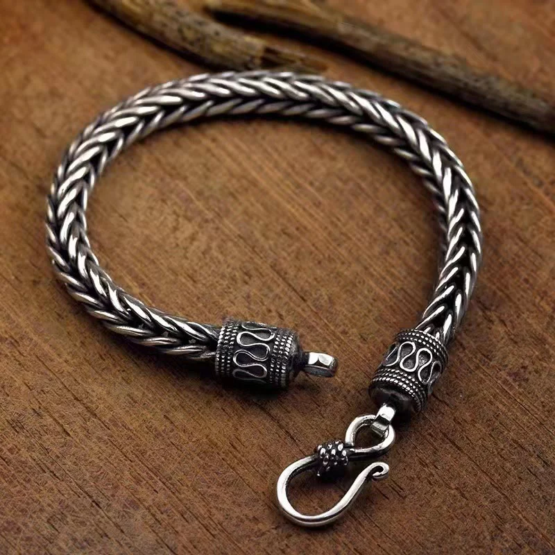 Bracciale con fibbia della ricchezza intrecciata a forma di chiglia di drago vintage Buddha Stones - Image 2