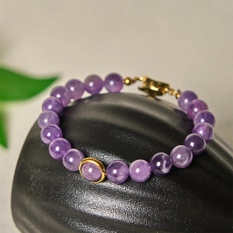 Bracciale con fibbia in perle di ametista naturale Buddha Stones Balance Releasing Stress