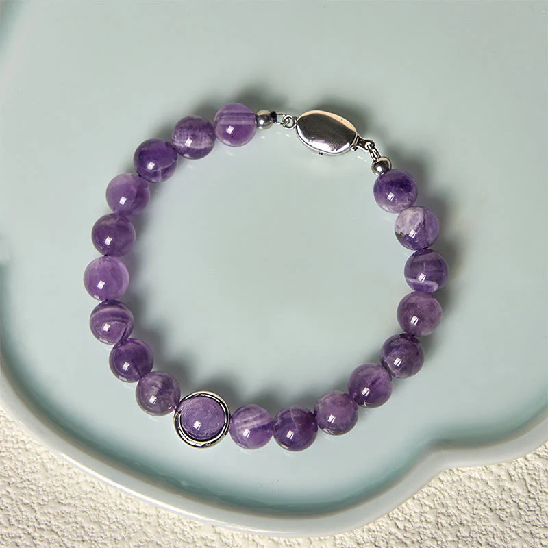 Bracciale con fibbia in perle di ametista naturale Buddha Stones Balance Releasing Stress - Image 10