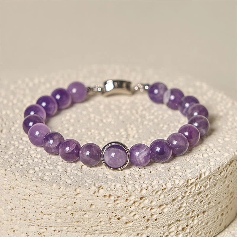 Bracciale con fibbia in perle di ametista naturale Buddha Stones Balance Releasing Stress - Image 11