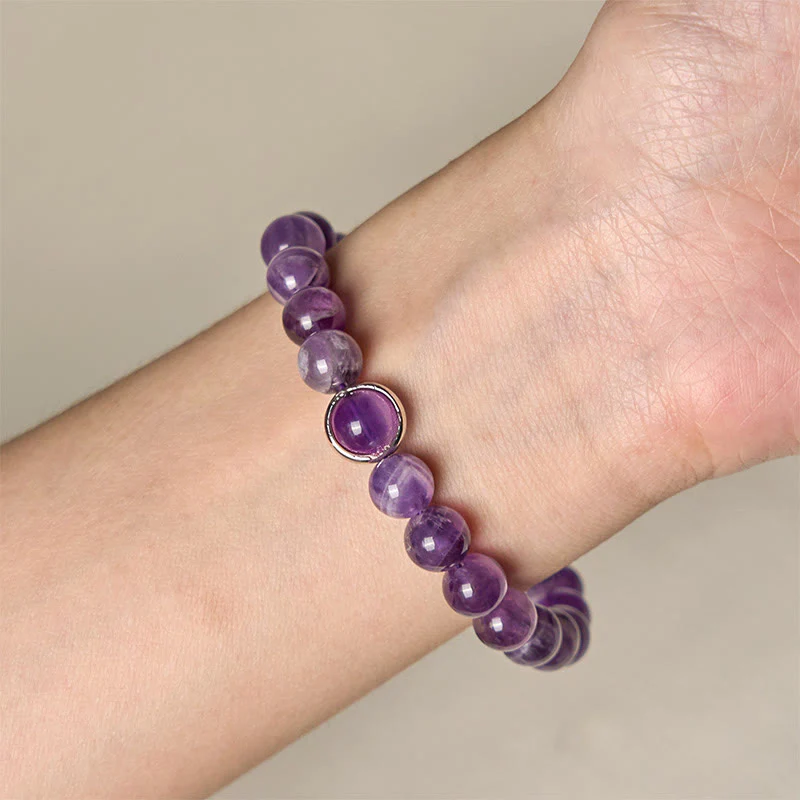 Bracciale con fibbia in perle di ametista naturale Buddha Stones Balance Releasing Stress - Image 12