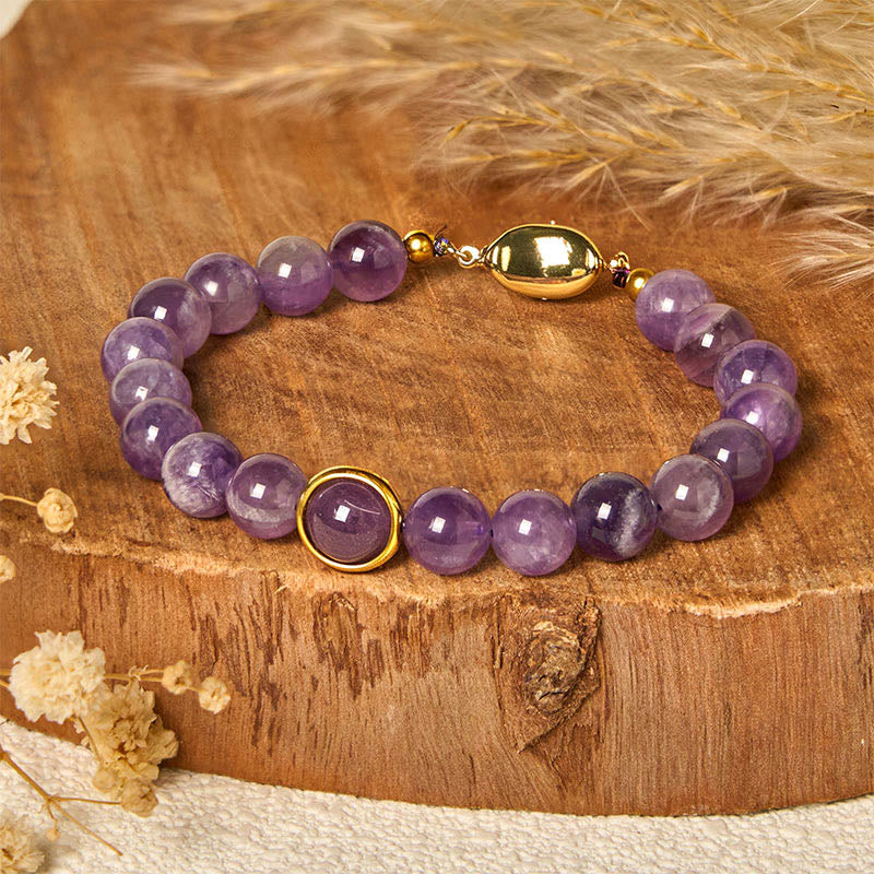 Bracciale con fibbia in perle di ametista naturale Buddha Stones Balance Releasing Stress - Image 2
