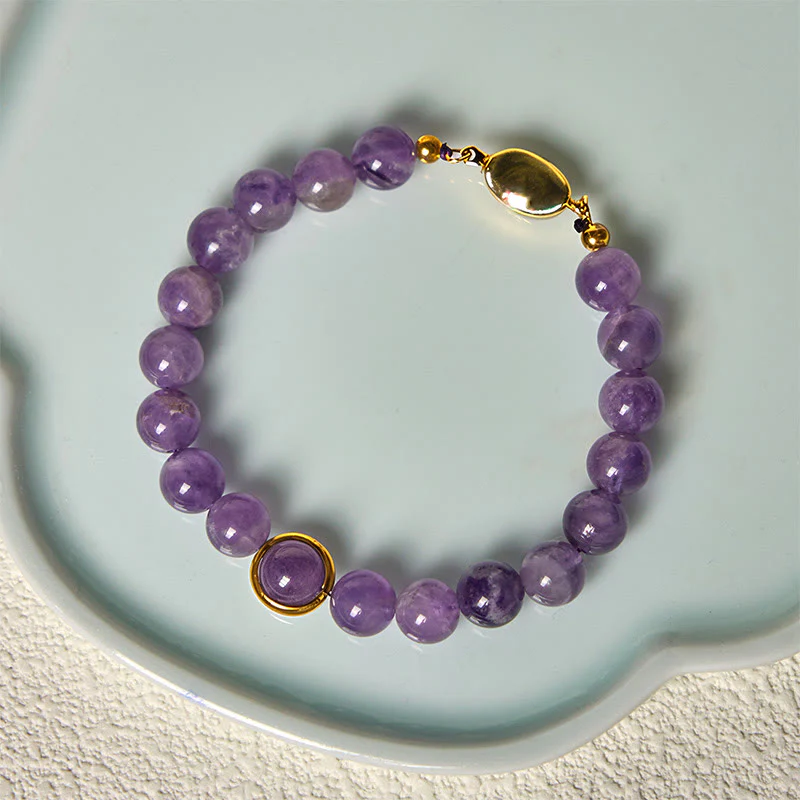Bracciale con fibbia in perle di ametista naturale Buddha Stones Balance Releasing Stress - Image 3