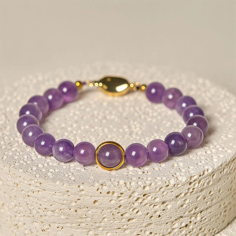 Bracciale con fibbia in perle di ametista naturale Buddha Stones Balance Releasing Stress - Image 4