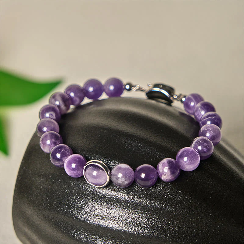 Bracciale con fibbia in perle di ametista naturale Buddha Stones Balance Releasing Stress - Image 8