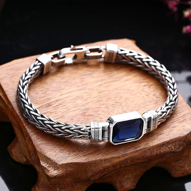 Bracciale con fibbia per la ricchezza e guarigione con chiglia di drago in acrilico blu retrò Buddha Stones