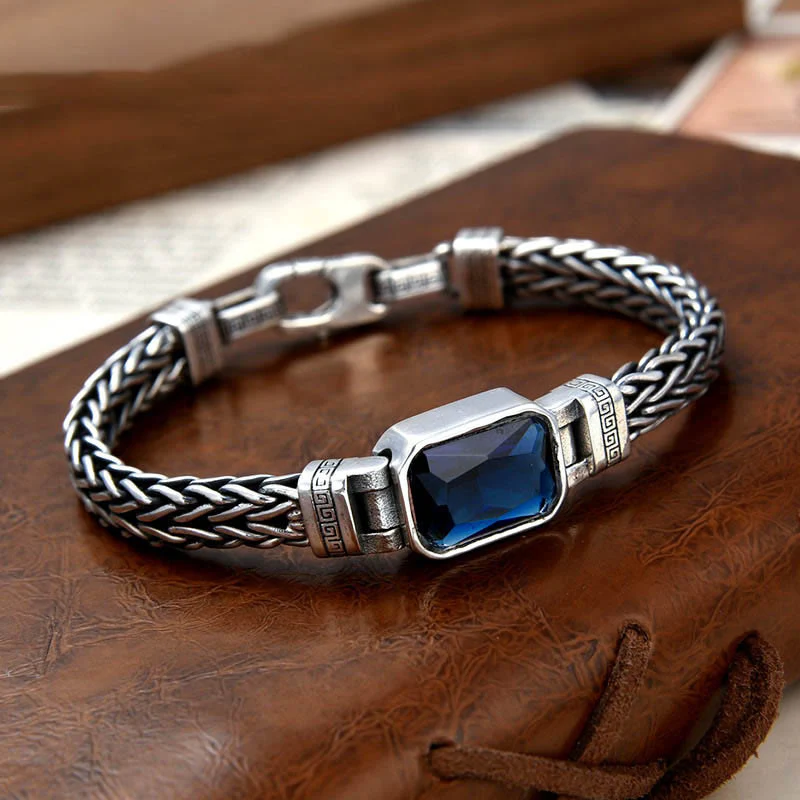 Bracciale con fibbia per la ricchezza e guarigione con chiglia di drago in acrilico blu retrò Buddha Stones - Image 2