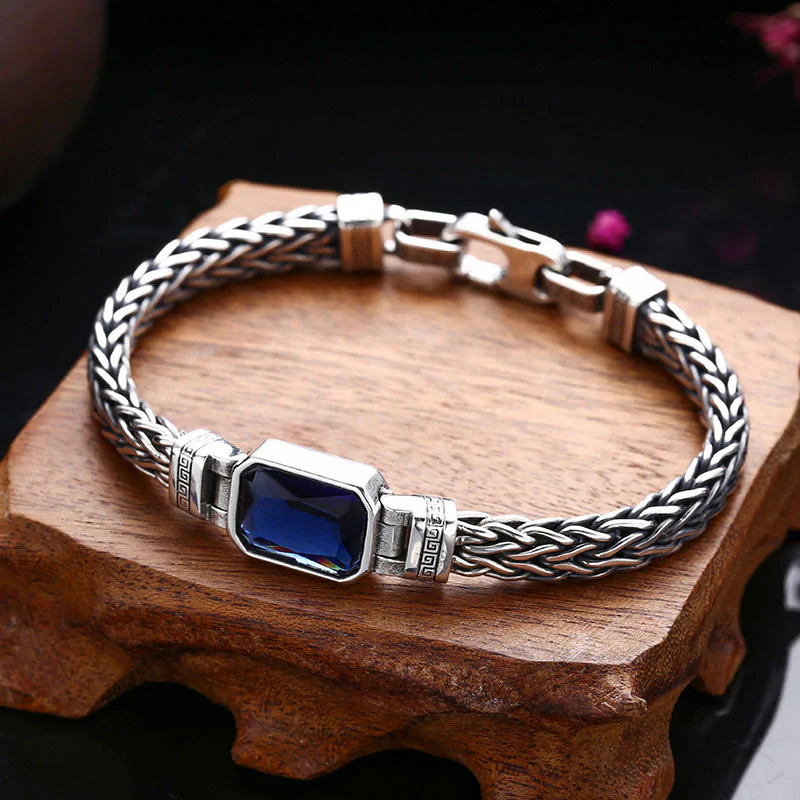 Bracciale con fibbia per la ricchezza e guarigione con chiglia di drago in acrilico blu retrò Buddha Stones - Image 5