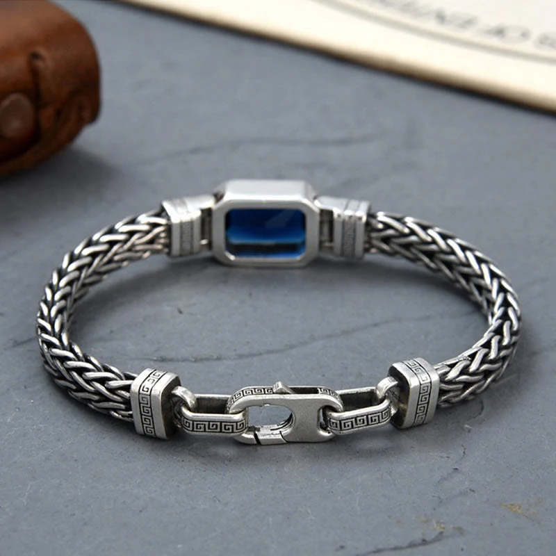 Bracciale con fibbia per la ricchezza e guarigione con chiglia di drago in acrilico blu retrò Buddha Stones - Image 8