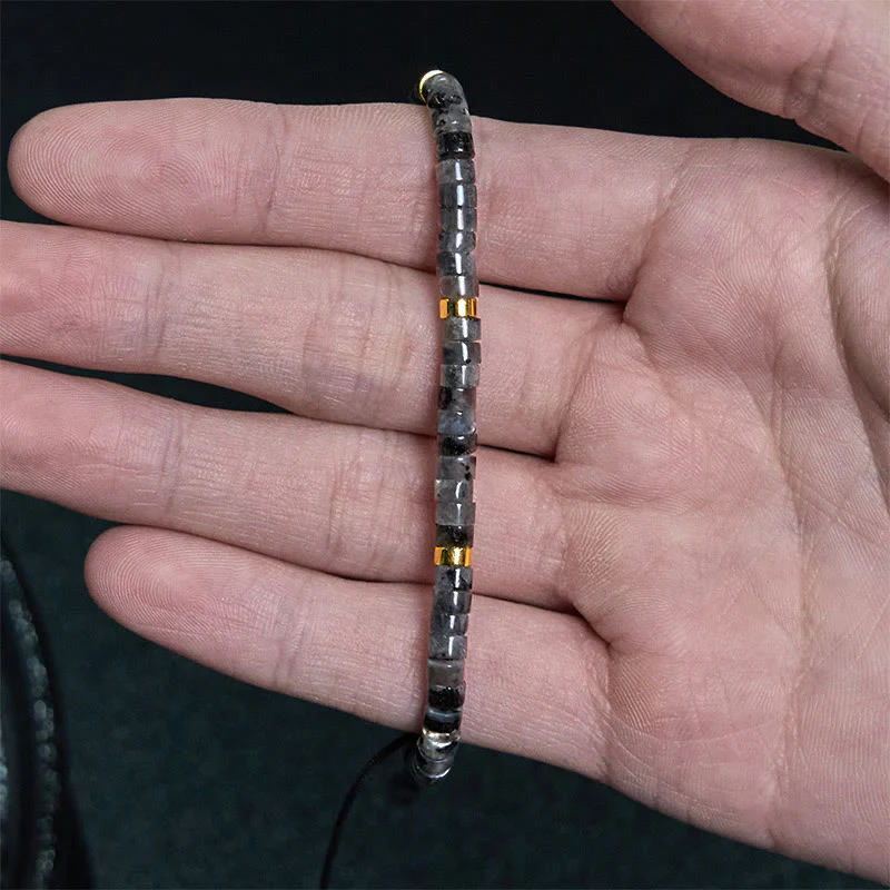 Bracciale con perline distanziatrici in pietra nera naturale con glitter Buddha Stones - Image 4