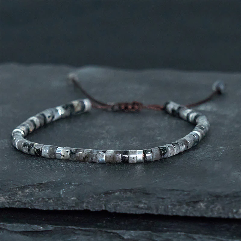 Bracciale con perline distanziatrici in pietra nera naturale con glitter Buddha Stones - Image 9