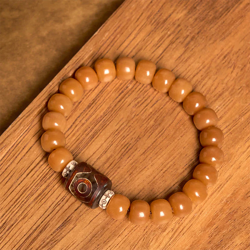Bracciale con perline Dzi e semi di Bodhi tibetani di Buddha Stones, per tenere lontani gli spiriti maligni