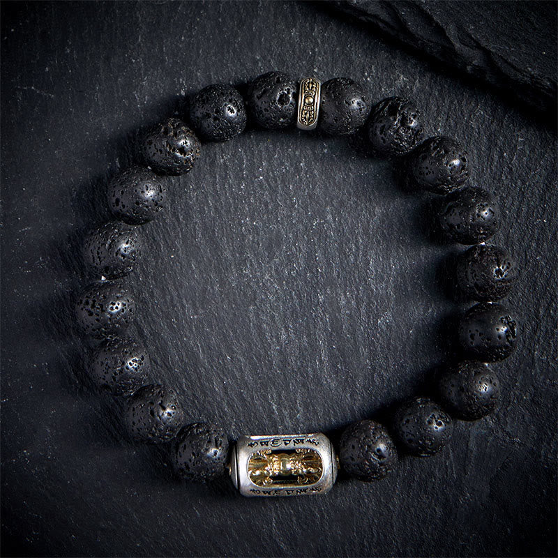 Bracciale curativo con Buddha Stones in pietra lavica naturale Om Mani Padme Hum Dorje Vajra - Image 13