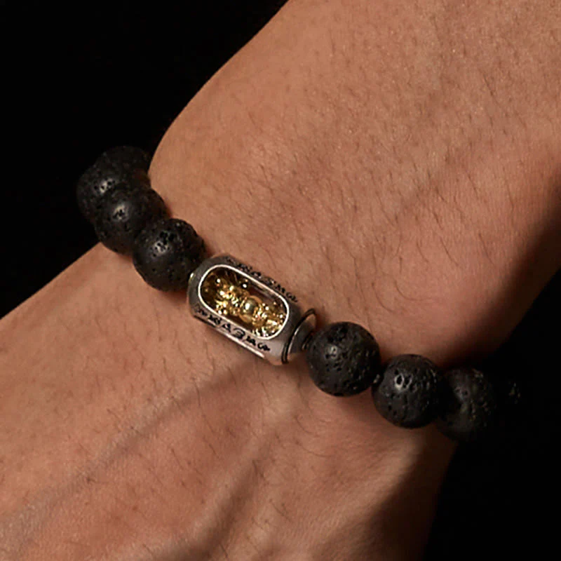 Bracciale curativo con Buddha Stones in pietra lavica naturale Om Mani Padme Hum Dorje Vajra - Image 14