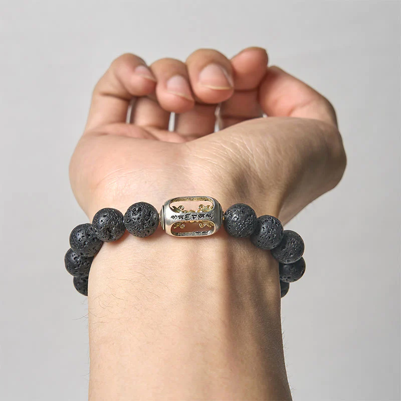 Bracciale curativo con Buddha Stones in pietra lavica naturale Om Mani Padme Hum Dorje Vajra - Image 15