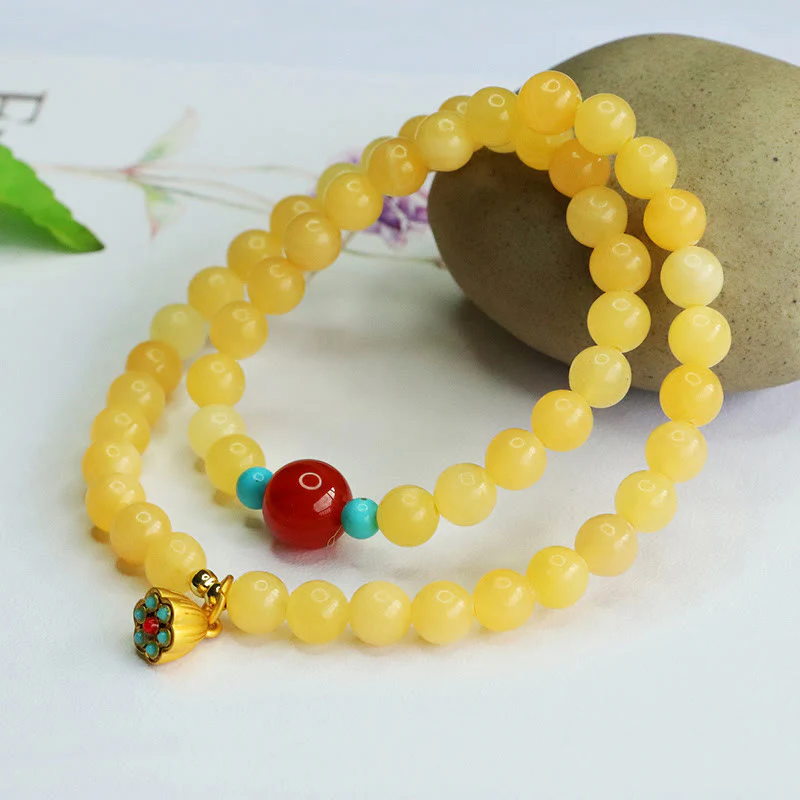 Bracciale della fortuna con perline di agata rossa e topazio Buddha Stones - Image 2
