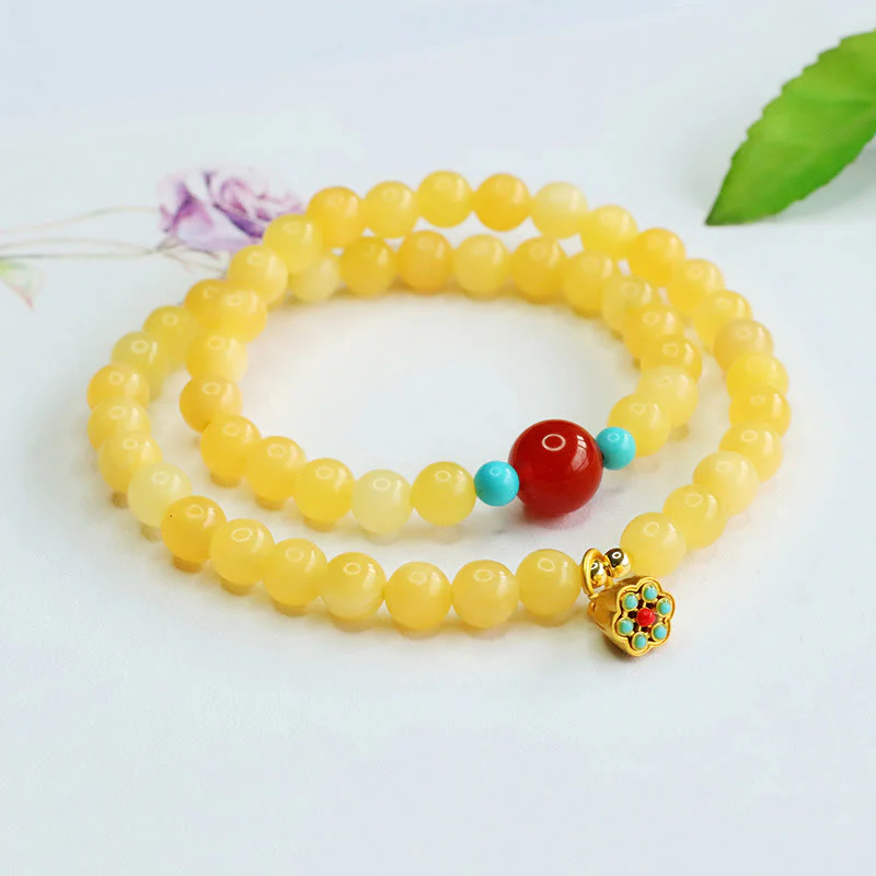 Bracciale della fortuna con perline di agata rossa e topazio Buddha Stones - Image 3
